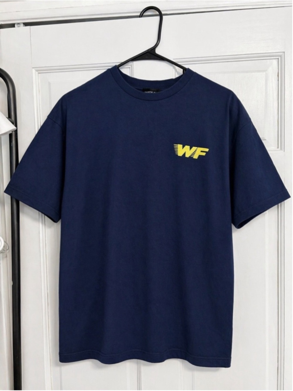 White Fox Boutique Navy Short Sleeve Tee with Yellow WF Logo #1